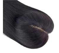 Toppers de cabello humano for mujeres con cabello adelgazado, pelucas ligeras y transpirables con base de seda de 6x12 cm(Dark Brown,8inch)