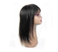 Toppers de cabello humano real for mujeres 14 × 14 cm Base de encaje Pieza de cabello lacio natural con flequillo limpio Clip en extensiones de pelucas de cabello Remy con flequillo (Size : 10 inches