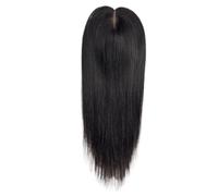 Toppers de cabello negro humano real for mujeres, piezas de cubierta de base de seda Wiglets for adelgazar los pelos superiores Suave y Natural(10 Inch,16x18cm)
