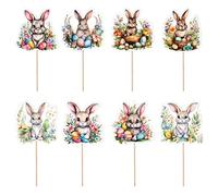 Toppers de cupcakes de conejito de Pascua, toppers de cupcakes de Pascua,Comida colorida 8 estilos conejo Picks - Decoraciones para las decoraciones de fiesta Cupcake Toppers para el cumpleaños de