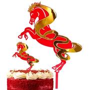 Toppers de Pastel de Año Nuevo Chino - Accesorio de Cumpleaños Acrílico 2D Signo del Caballo | Toppers Cupcakes de - para Adolescentes Adultos Coleccionistas Pastelería