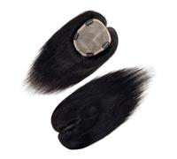 Toppers for mujer, Base Mono de cabello humano Real, negro Natural, ligero y transpirable, se puede rizar for agregar volumen, for cabellos adelgazantes(10 Inch,14x16cm)