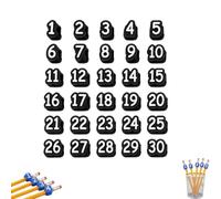 Toppers Numerados De 1 A 30 Unidades,LáPices De NúMeros, Etiquetas Reutilizables Impresas En 3d Para El Aula Para Profesores,Para Estaciones De Suministros Y OrganizacióN Escolar，negro
