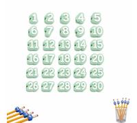 Toppers Numerados De 1 A 30 Unidades,LáPices De NúMeros, Etiquetas Reutilizables Impresas En 3d Para El Aula Para Profesores,Para Estaciones De Suministros Y OrganizacióN Escolar，verde