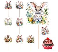 Toppers para cupcakes de conejo de Pascua, toppers de pascua - Lindo colorido 8 estilos Food Rabbit Picks,Decoraciones de pastel Party Cupcake Topper para el tema de Pascua Cumpleaños de prin