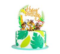 Toppers para tarta con animales del bosque, decoración para tarta de 4 piezas, decoración de tarta temática bosque de selva, decoración de tartas de cumpleaños, decoraciones para tartas con animales