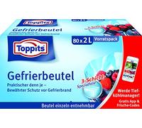 Toppits – Bolsas de almacenamiento para congelación – 2 litros – 80 unidades – base transparente
