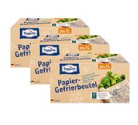 Toppits Bolsas de papel para congelar, 3 bolsas de 1 L, 20 unidades, sin plástico, sostenibles, resistentes a la rotura, a la grasa y a la humedad, bolsas de papel para congelar alimentos