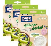 Toppits Juego de 3 tapas de silicona (3 unidades, elásticas, herméticas, reutilizables, transparentes, diámetro de 5, 8, 11 cm)