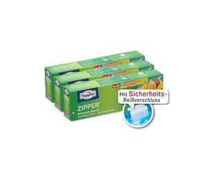 Toppits Zipper - Bolsas multiusos (3 paquetes de 18 unidades, lámina especial resistente a desgarros, reutilizables, transparentes)