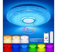 TOPPLEE Lámpara de Techo LED, Regulable Lámpara RGB Compatible con Control Remoto y Aplicación, 36 W Redonda Lámpara de Techo Inteligente, 3000 K-6500 K, Baño, Sala, Dormitorio