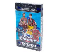 Topps Caja cromada para pasatiempos de fútbol de la Bundesliga 2021/22: 18 paquetes, 4 tarjetas por paquete, 1 autógrafo cromado, 72 tarjetas