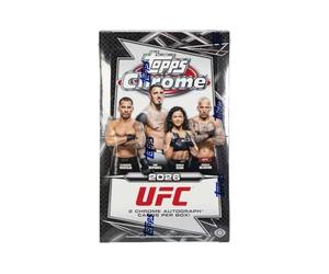 Topps - Caja de tarjetas coleccionables cromadas de UFC Hobby 2026 (2 autógrafos por caja de tarjetas intercambiables)