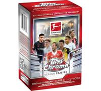 Topps Chrome Bundesliga Season 2024/25 - Caja de valor de fútbol (7 paquetes de 4 cartas por paquete, incluye cargador superior BB-Toy-Trades