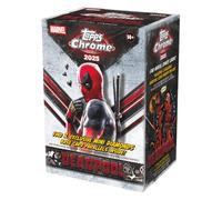 Topps Chrome® Deadpool 2025 - Caja de valor (contiene 4 tarjetas por paquete, 7 paquetes por caja).