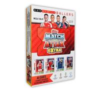 Topps Match Attax Extra 2025 - Mega Lata # 1 - 48 Cartas, Incluidas 4 Exclusivas Box Office Baller LE. ¡Busca tarjetas Reliquia dentro de las cajas de la suerte!