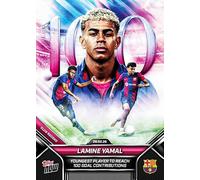 Topps Now #005 Lamine Yamal, Tarjeta Coleccionable, Jugador Más Joven en Alcanzar 100 Contribuciones de GOL, FC Barcelona