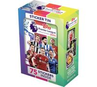 Topps Pegatinas Premier League 2026 - Lata con 12 paquetes + 1 mini (75 calcomanías)
