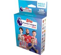 Topps Pegatinas Premier League 2026 – Mega paquete, contiene 18 paquetes (108 calcomanías)