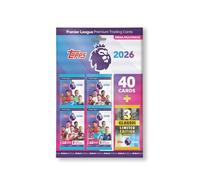 Topps Premier League 2026 - Edición Debut - Mega Multipack - Contiene 40 cartas más 3 cartas clásicas LE.