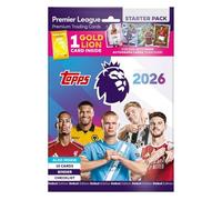 Topps Premier League 2025/26 - Paquete de inicio | Incluye 10 nuevas tarjetas de intercambio, carpeta, lista de verificación + 1 tarjeta de león dorado