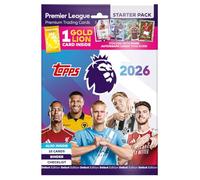 Topps Premier League 2025/26 - Paquete de inicio | Incluye 10 nuevas tarjetas de intercambio, carpeta, lista de verificación + 1 tarjeta de león dorado
