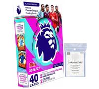 Topps Premier League 2026/27 una mega lata aleatoria con 100 fundas protectoras para tarjetas de fútbol