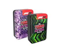 Topps Turbo Attax Fórmula 1 2025 - Caja de mega latas - ¡en exclusiva online! Incluye las mega latas Lightning Lids y Shakedown en pack.