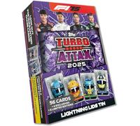 Topps Turbo Attax Formula 1 2025 - Mega lata aleatoria - Contiene 66 cartas, incluyendo 6 LE y 4 cartas exclusivas
