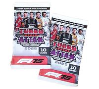 Topps Turbo Attax Formula 1 2025 - Mega Multipack - Contiene 39 cartas Turbo Attax más 2 cartas aleatorias de edición limitada.