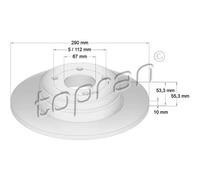 TOPRAN 2x Disco Freno Trasero Ø290 MM para Mercedes-Benz Clase C W203 SLK R171