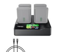 Toprig BC02 - Cargador de batería de cámara NP-FZ100 de 4 canales, carga rápida USB-C PD de 60 W, pantalla LCD, diseño portátil, compatible con batería Sony NP-FZ100