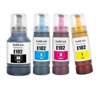 TOPRINT 4 Color E102 Botellas de Tinta Compatibles para E102 Tinta ET-2700 ET-2750 ET-2751 ET-2756 ET-2850 ET-2851 ET-2856 ET-3700 ET-3750 ET-3850 ET-4750 ET-4850 ET-4856 ET-15000 Impresoras