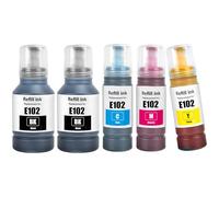 TOPRINT E102 Botellas de Tinta 5 Colores Compatible para E102 Tinta ET-2700 ET-2750 ET-2751 ET-2756 ET-2850 ET-2851 ET-2856 ET-3700 ET-3750 ET-3850 ET-4750 ET-4850 ET-4856 ET-15000 Impresoras