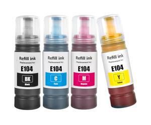 TOPRINT E104 Botellas de Tinta Compatibles 4 Color para ET-2710 ET-2711 ET-2712 ET-2714 ET-2715 ET-2720 ET-2721 ET-2726 ET-2810 ET-2811 ET-2812 ET-2814 ET-2815 ET-2861 ET-4800 Impresoras