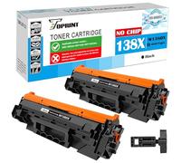 TOPRINT [Sin chip con herramienta] Cartuchos de tóner compatibles 138X W1380X (138A W1380A) 2 negros de alta capacidad 4000 páginas para impresora H P Laserjet Pro 3001 3001dw, MFP 3101 3101fdw