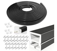 TOPRUNYI Perfil LED negro 10 m, tira LED de silicona flexible, canal LED 12 × 12 mm, IP65 impermeable, tapas finales y clips de montaje, iluminación de neón para techos, armarios, bares y paneles