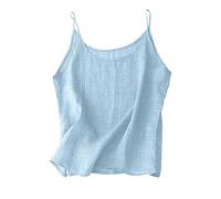 Tops Blusas Sueltas Transpirables - Túnica Mujer Algodón Lino Camiseta Retro Camiseta Mujer Talla Grande Camisa Verano Primavera Chaleco Tirantes Finos Camiseta sin Mangas Casual Corsé Ligero Blusa