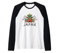 Tops, Camisetas y Accesorios de la Pagoda de Flor de Cerezo de Viaje de Japón Camiseta Manga Raglan