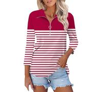 Tops Damen Shirt 3/4 Ärmel Casual Oberteile Solavers Hemd Tennis Sport Tops mit Knopfleiste Locker Tops Elegant Blusen ShirtBasic Shirt Oversized Bluse Polo Freizeithemd Bunte, azul oscuro, L