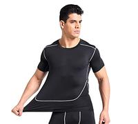 Tops de camisa ajustados de color puro Compression de BaronHong Men para deportes y deportes (negro, 2XL)