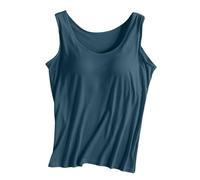 Tops de Color sólido para Mujer con Almohadilla en el Pecho, Camisas con Copa sin Anillo de, Ropa de Abrigo integrada con Correa Ancha, Chaleco Deportivo para Yoga