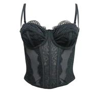 Tops De Corsé De Encaje De Color Sólido para Mujer Tops para Salir De (Black L)