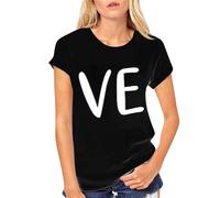 Tops de San Valentín para mujer con amor camiseta de pareja impresa de manga corta suéter de moda para mujer 2024, Negro , XXL