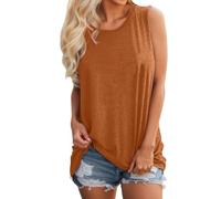Tops de verano para mujer, monocolor, cuello en V, camiseta de tirantes suelta, elegante, ligera y aireada, camiseta de verano, básica, extralarga, camiseta de punto bohemia, sin mangas