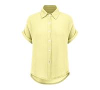 Tops De Verano Plisados Casual Cuello en V para las Mujeres, Top de las Mujeres Elegante Y Elegant Verano Camiseta Casual Suelta Camisa Abierta Top con Botón Camiseta Manga Corta Blusa Falso Cuello