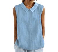 Tops Deportivos Mujer Camisa sin Mangas Mujer Blusa con Cuello Elegante Top Casual de Verano para Uso Diario (Light Blue, XXXL)