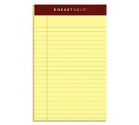 TOPS Docket Gold 63900 - Bloc de escritura dorado, 12,7 x 20,3 cm, regla legal, papel canario, 50 hojas, paquete de 12