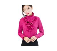 Tops Elegantes para Mujer, Blusa de Fiesta de Gran tamaño 5XL, Retro, Vintage, Victoriano, gótico, Lolita, Camisa Lisa de Manga Larga con Cuello levantado