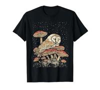 Tops Florales Bohemios Cottagecore con diseño de búho Camiseta gráfica económica, Hombre, Negro, S